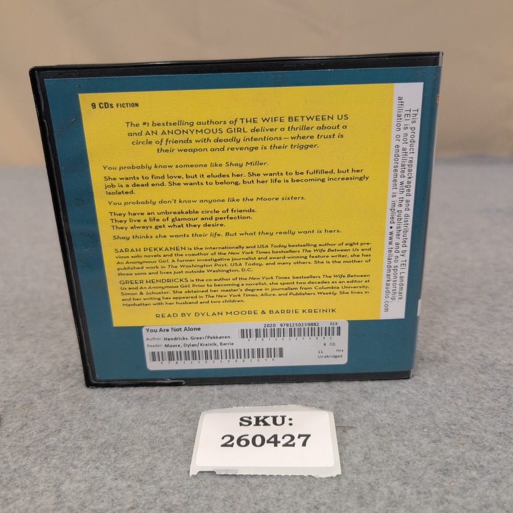 You Are Not Alone Greer Hendricks Sarah Pekkanen 9 CD Audiobook Psychological - Picture 2 of 2